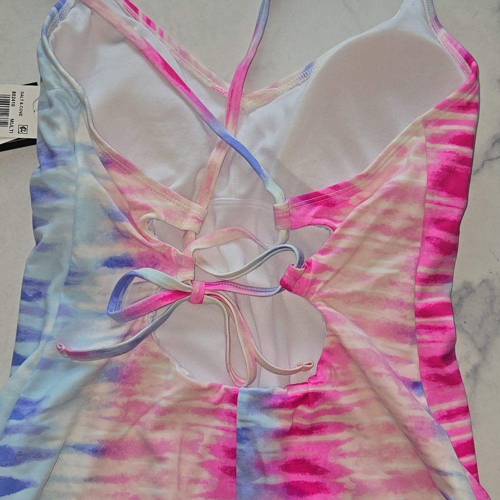 Salt + Cove Pastel Tie-Dye Pink Day Dreamer One-Piece SZ:L - Picture 4 of 12
